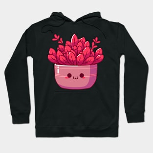 Cute Red Succulent in a Flower Pot | Cute Kawaii House Plant Design Hoodie